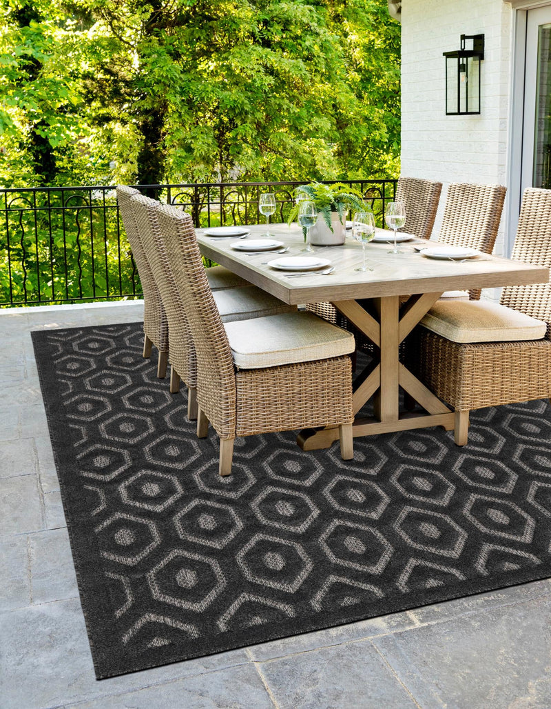 Garden Lattice Charm Collection Area Rug - Arbor (Charcoal) Rectangle Charcoal lifestyle 10