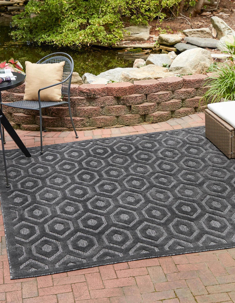 Garden Lattice Charm Collection Area Rug - Arbor (Charcoal) Square Charcoal lifestyle 20