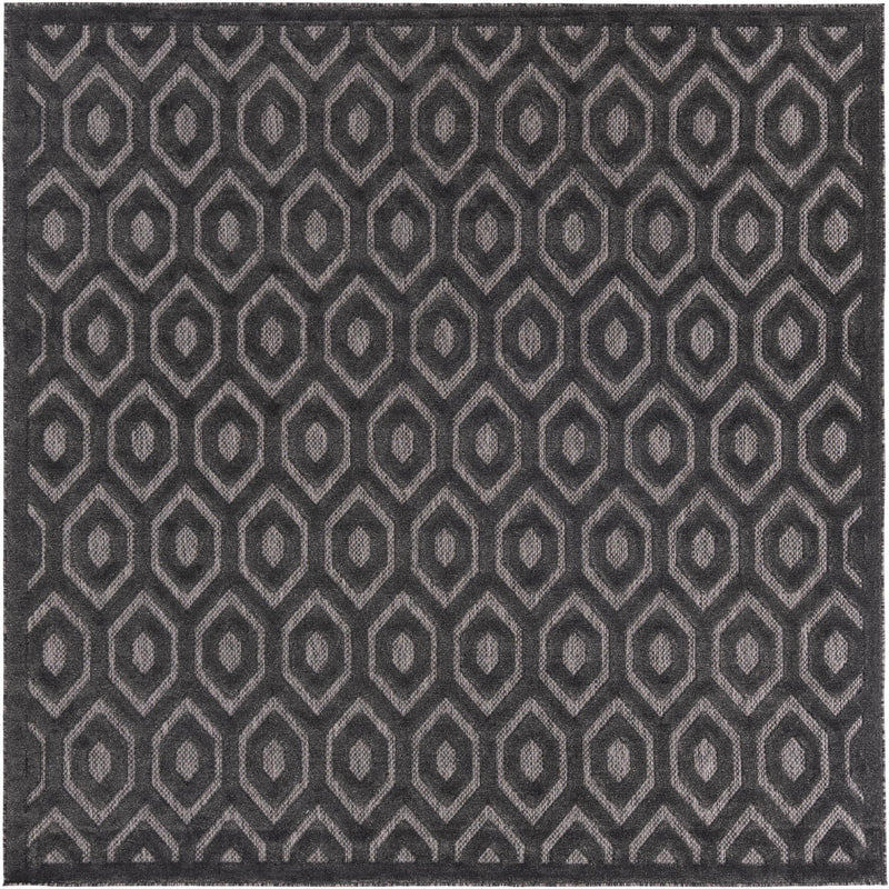 Garden Lattice Charm Collection Area Rug - Arbor (Charcoal) Square Charcoal lifestyle 17