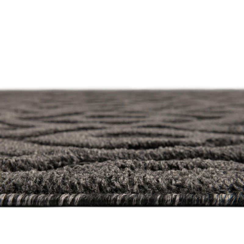 Garden Lattice Charm Collection Area Rug - Arbor (Charcoal) Round Charcoal lifestyle 35