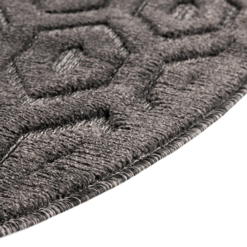 Garden Lattice Charm Collection Area Rug - Arbor (Charcoal) Round Charcoal lifestyle 41