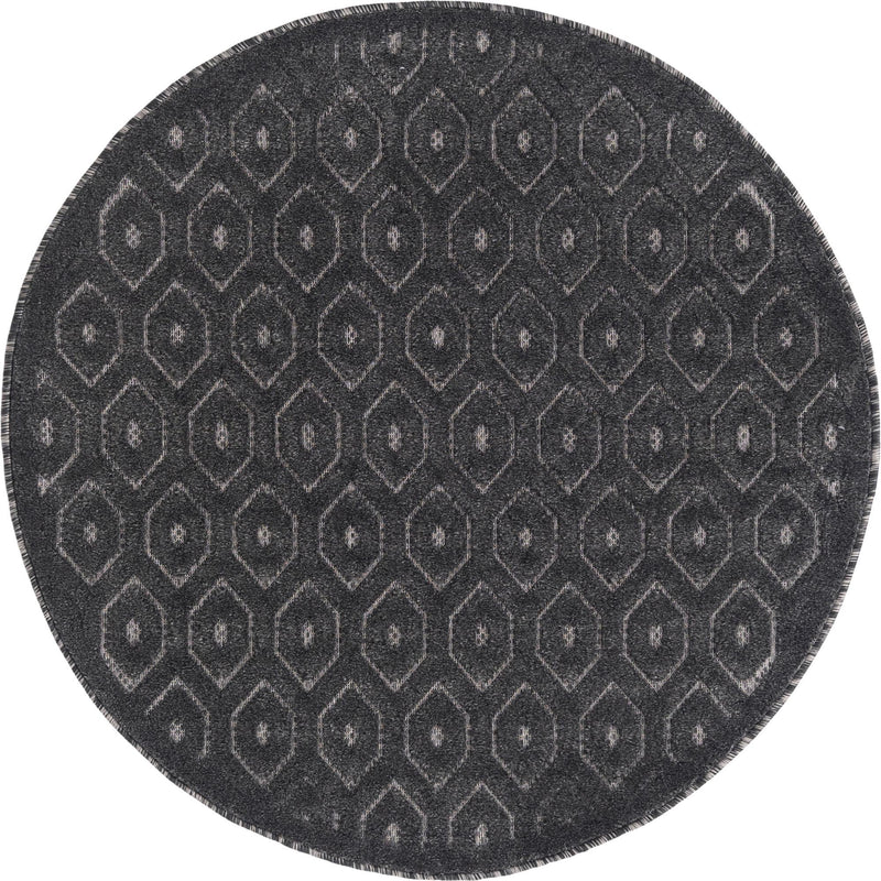 Garden Lattice Charm Collection Area Rug - Arbor (Charcoal) Round Charcoal lifestyle 18