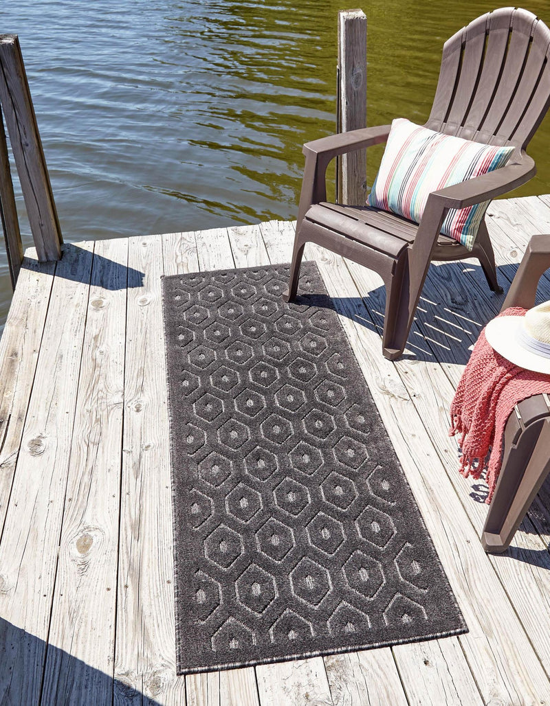 Garden Lattice Charm Collection Area Rug - Arbor (Charcoal) Runner Charcoal lifestyle 22