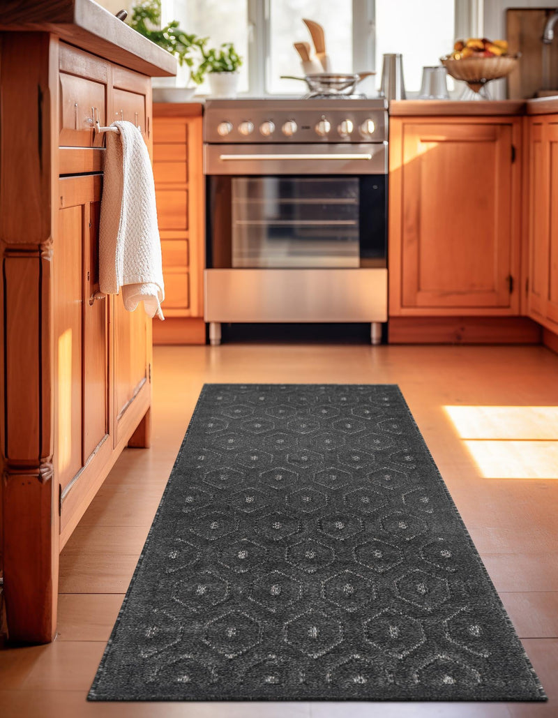 Garden Lattice Charm Collection Area Rug - Arbor (Charcoal) Runner Charcoal lifestyle 25