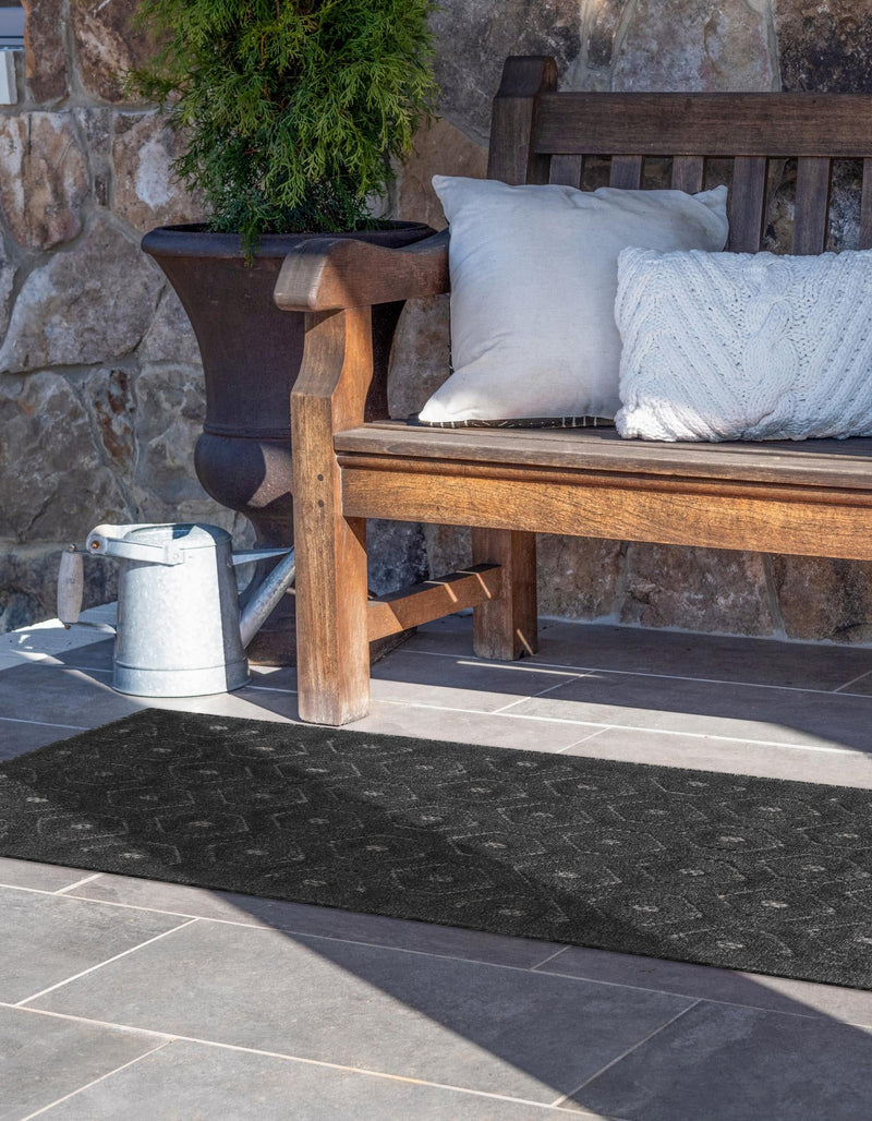 Garden Lattice Charm Collection Area Rug - Arbor (Charcoal) Runner Charcoal lifestyle 26