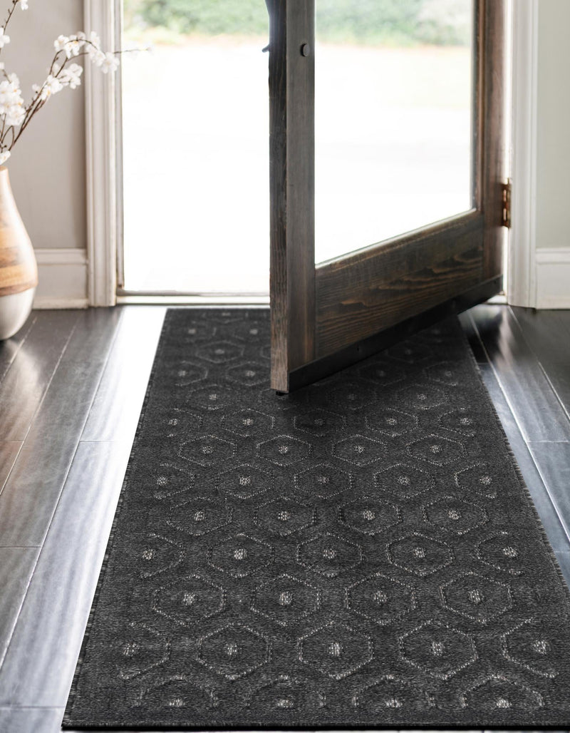 Garden Lattice Charm Collection Area Rug - Arbor (Charcoal) Runner Charcoal lifestyle 27