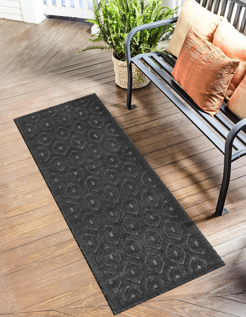 Garden Lattice Charm Collection Area Rug - Arbor (Charcoal) Runner Charcoal lifestyle 28