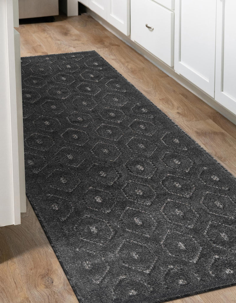 Garden Lattice Charm Collection Area Rug - Arbor (Charcoal) Runner Charcoal lifestyle 29