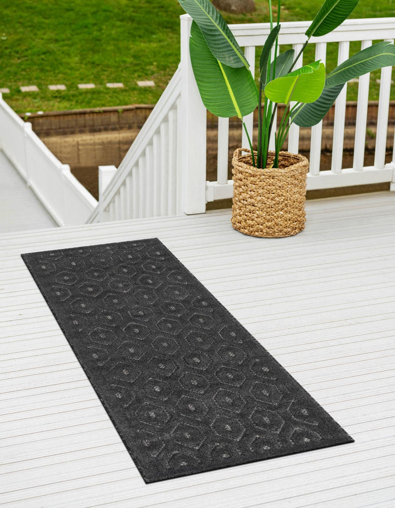 Garden Lattice Charm Collection Area Rug - Arbor (Charcoal) Runner Charcoal lifestyle 30