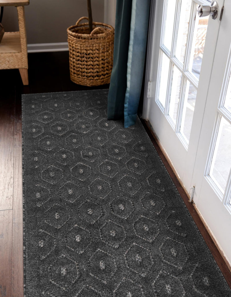 Garden Lattice Charm Collection Area Rug - Arbor (Charcoal) Runner Charcoal lifestyle 31