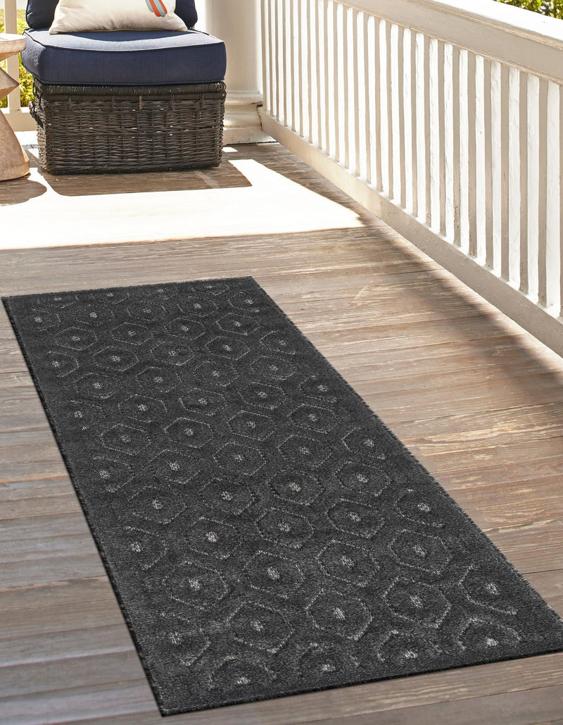Garden Lattice Charm Collection Area Rug - Arbor (Charcoal) Runner Charcoal lifestyle 32