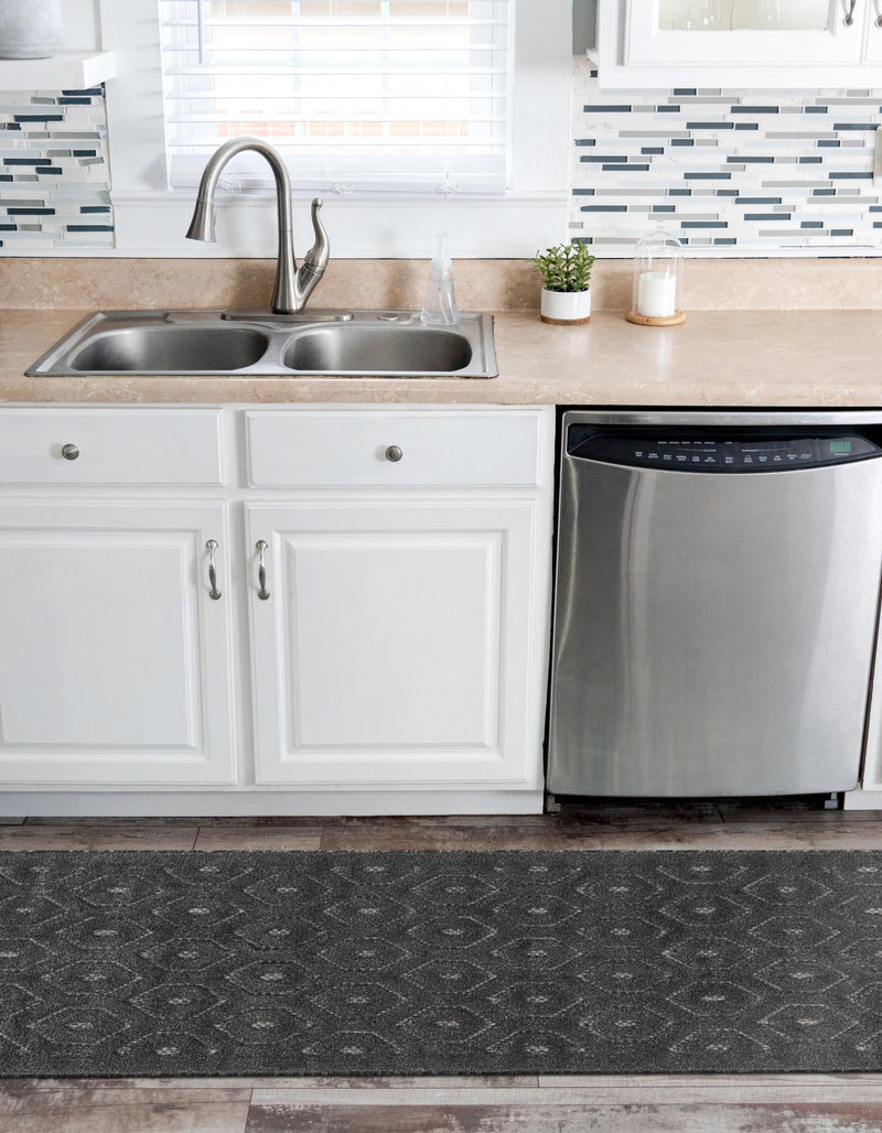 Garden Lattice Charm Collection Area Rug - Arbor (Charcoal) Runner Charcoal lifestyle 33