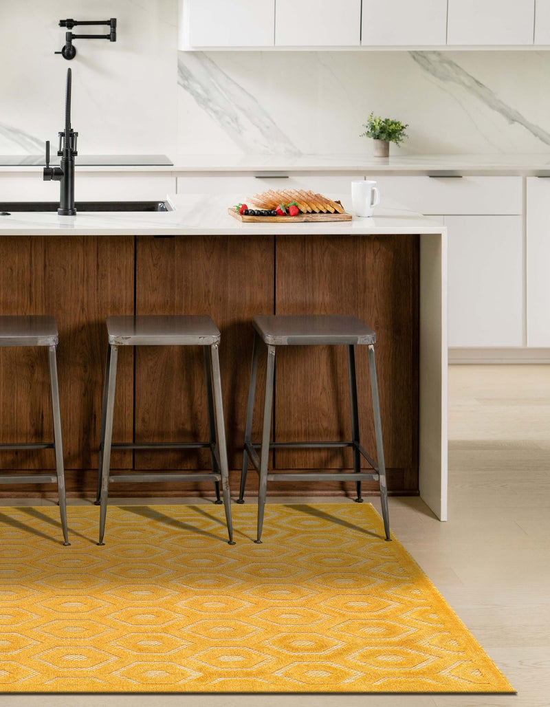 Garden Lattice Charm Collection Area Rug - Arbor (Yellow) Rectangle Yellow lifestyle 3