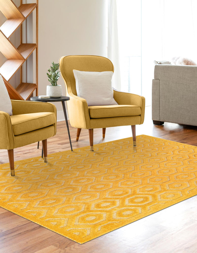 Garden Lattice Charm Collection Area Rug - Arbor (Yellow) Rectangle Yellow lifestyle 7