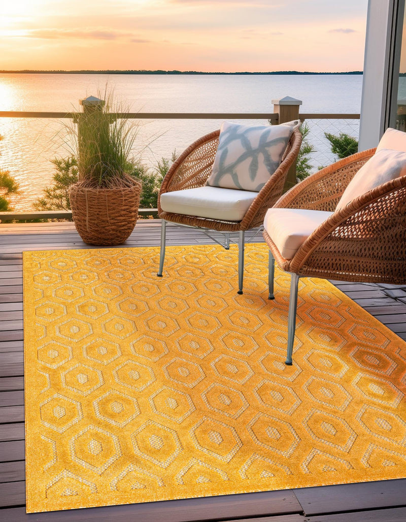 Garden Lattice Charm Collection Area Rug - Arbor (Yellow) Rectangle Yellow lifestyle 10