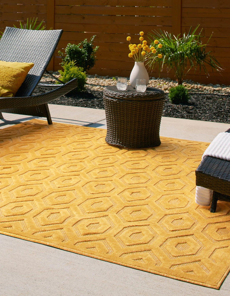 Garden Lattice Charm Collection Area Rug - Arbor (Yellow) Square Yellow lifestyle 23