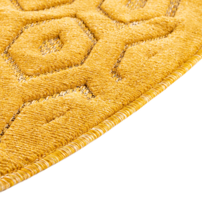 Garden Lattice Charm Collection Area Rug - Arbor (Yellow) Round Yellow lifestyle 41