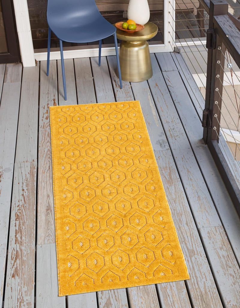 Garden Lattice Charm Collection Area Rug - Arbor (Yellow) Runner Yellow lifestyle 22