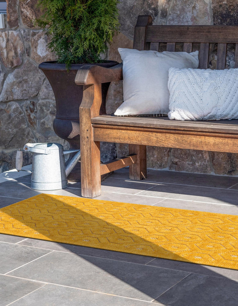 Garden Lattice Charm Collection Area Rug - Arbor (Yellow) Runner Yellow lifestyle 26