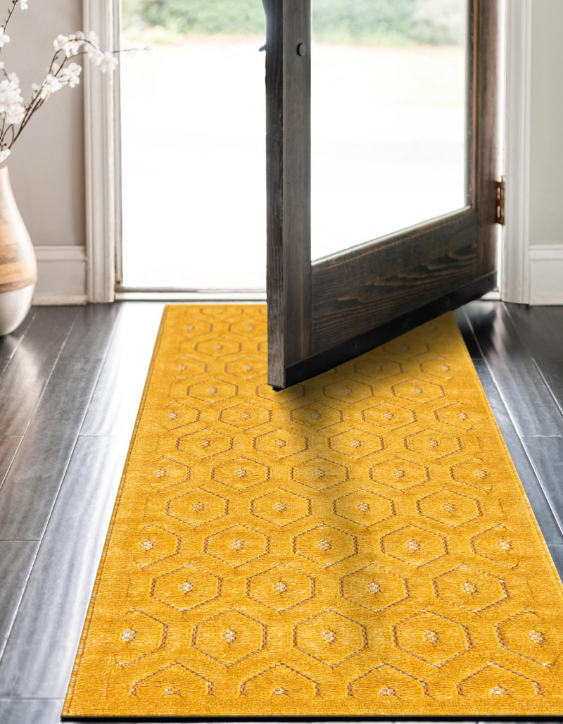 Garden Lattice Charm Collection Area Rug - Arbor (Yellow) Runner Yellow lifestyle 27
