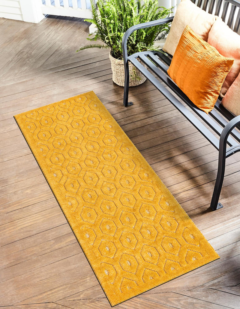 Garden Lattice Charm Collection Area Rug - Arbor (Yellow) Runner Yellow lifestyle 28