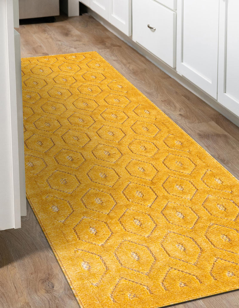 Garden Lattice Charm Collection Area Rug - Arbor (Yellow) Runner Yellow lifestyle 29