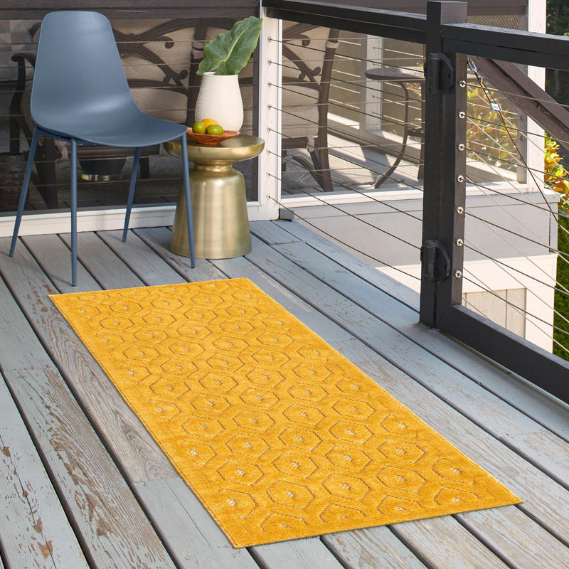 Garden Lattice Charm Collection Area Rug - Arbor (Yellow) Runner Yellow lifestyle 50