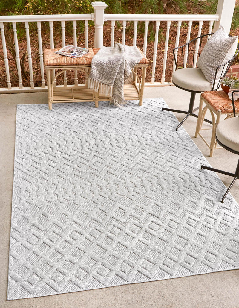 Garden Lattice Charm Collection Area Rug - Pergola (Grey) Rectangle Grey lifestyle 2