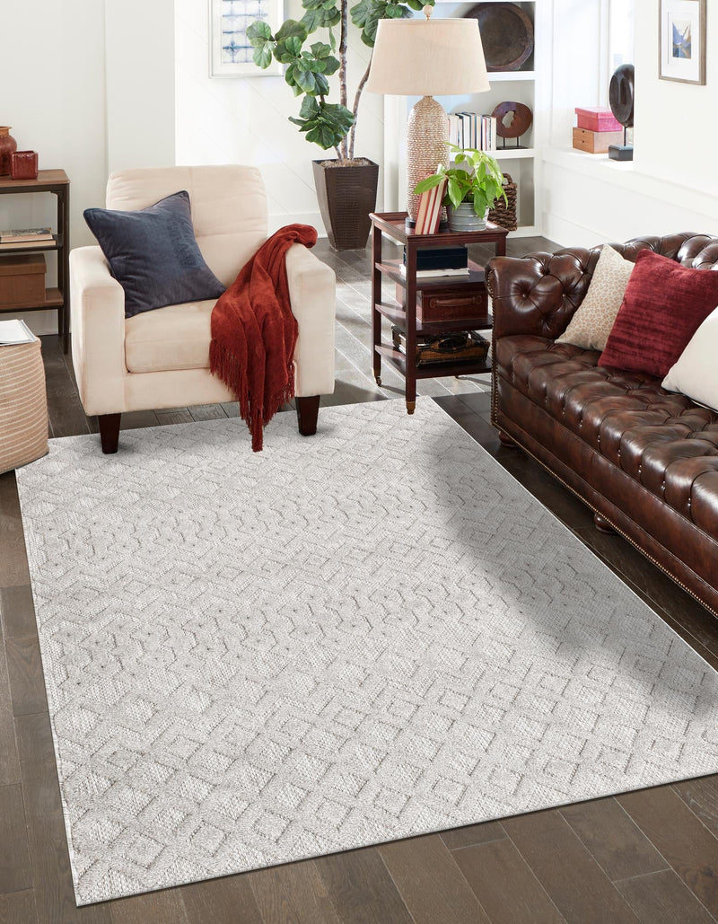 Garden Lattice Charm Collection Area Rug - Pergola (Grey) Rectangle Grey lifestyle 5