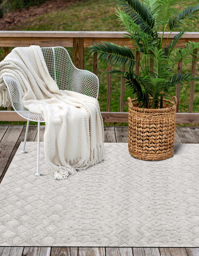 Garden Lattice Charm Collection Area Rug - Pergola (Grey) Rectangle Grey lifestyle 6