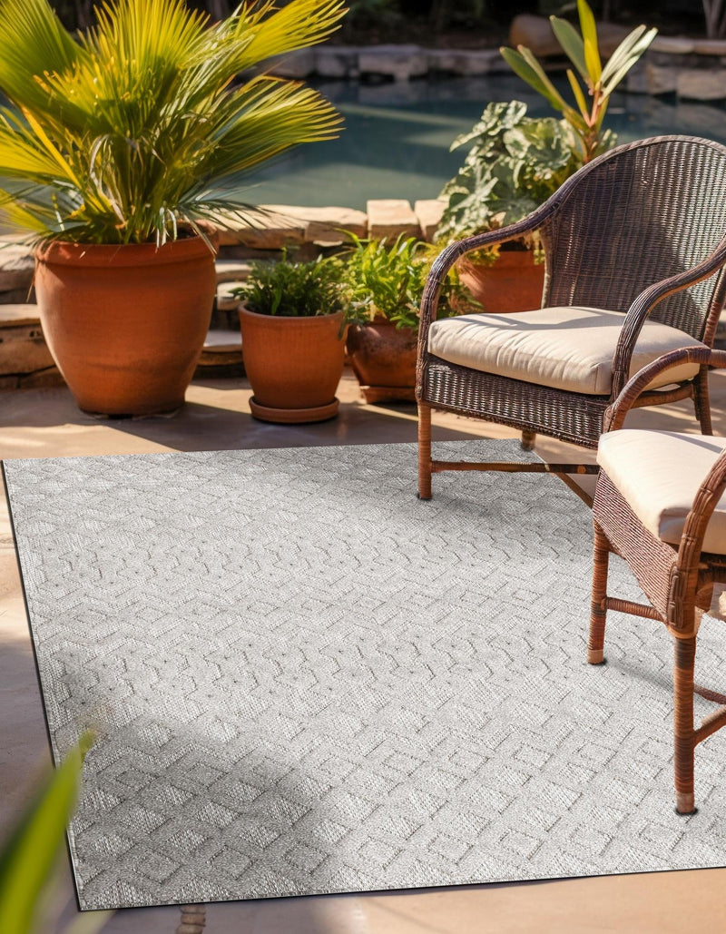 Garden Lattice Charm Collection Area Rug - Pergola (Grey) Rectangle Grey lifestyle 8