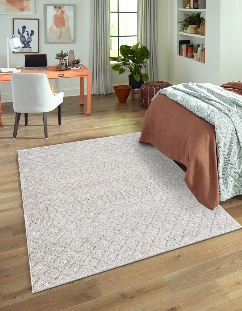 Garden Lattice Charm Collection Area Rug - Pergola (Grey) Rectangle Grey lifestyle 9