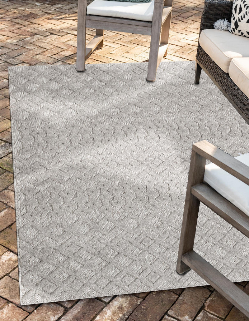 Garden Lattice Charm Collection Area Rug - Pergola (Grey) Rectangle Grey lifestyle 10