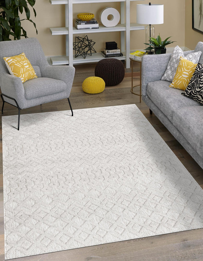 Garden Lattice Charm Collection Area Rug - Pergola (Grey) Rectangle Grey lifestyle 11