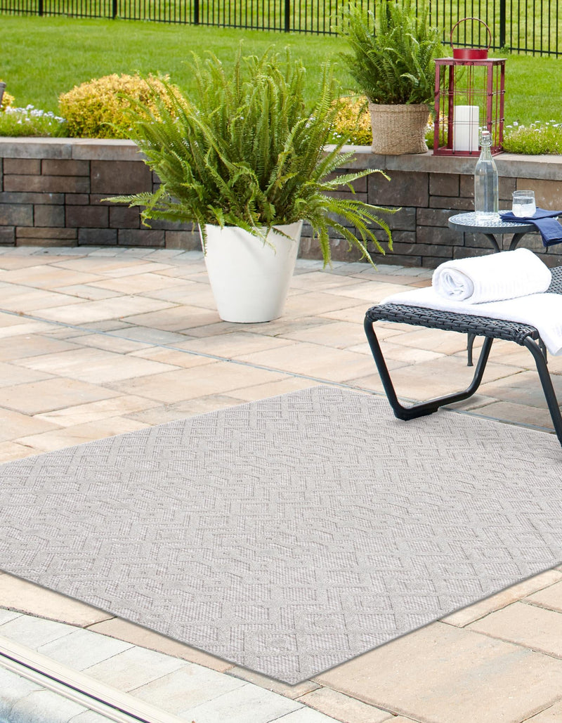 Garden Lattice Charm Collection Area Rug - Pergola (Grey) Square Grey lifestyle 23