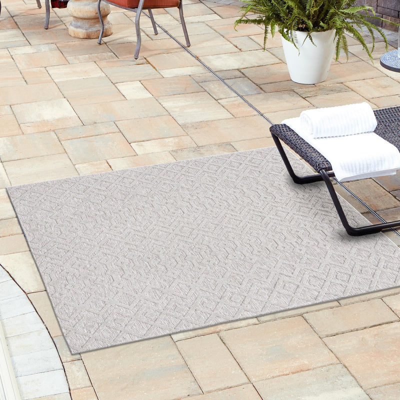 Garden Lattice Charm Collection Area Rug - Pergola (Grey) Square Grey lifestyle 49