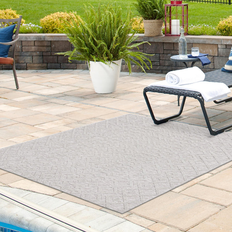 Garden Lattice Charm Collection Area Rug - Pergola (Grey) Square Grey lifestyle 52