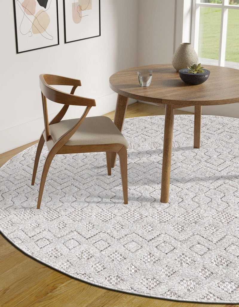 Garden Lattice Charm Collection Area Rug - Pergola (Grey) Round Grey lifestyle 43