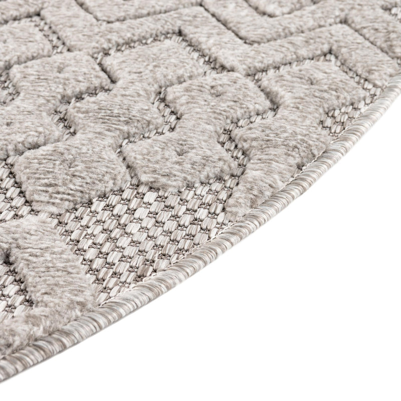 Garden Lattice Charm Collection Area Rug - Pergola (Grey) Round Grey lifestyle 41