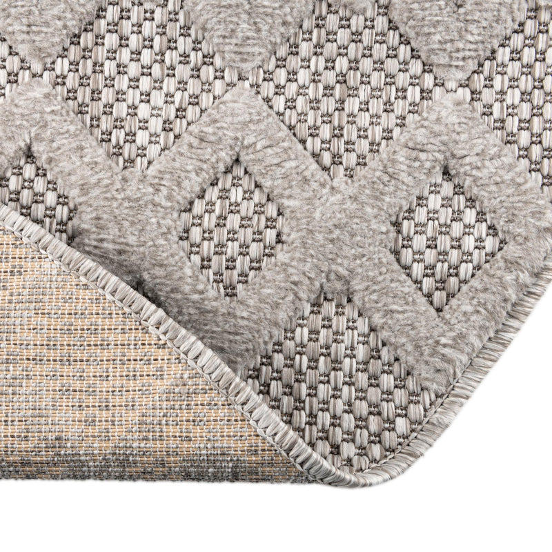 Garden Lattice Charm Collection Area Rug - Pergola (Grey) Round Grey lifestyle 47