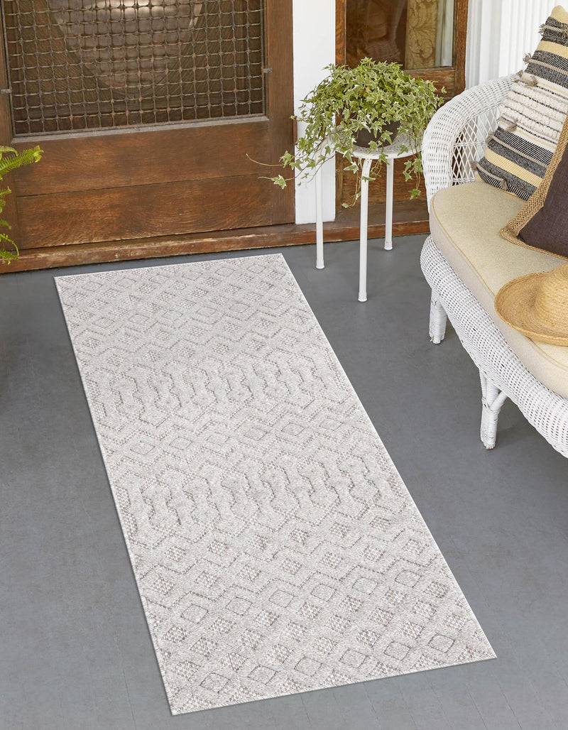 Garden Lattice Charm Collection Area Rug - Pergola (Grey) Runner Grey lifestyle 22