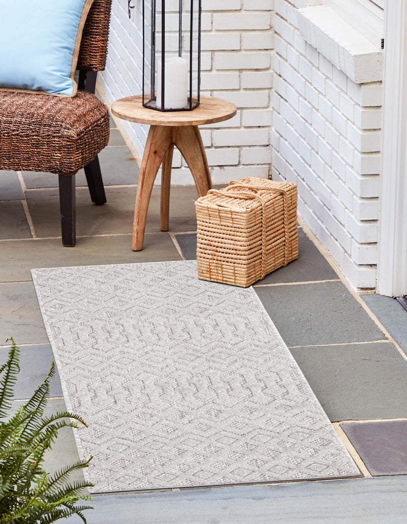 Garden Lattice Charm Collection Area Rug - Pergola (Grey) Runner Grey lifestyle 28
