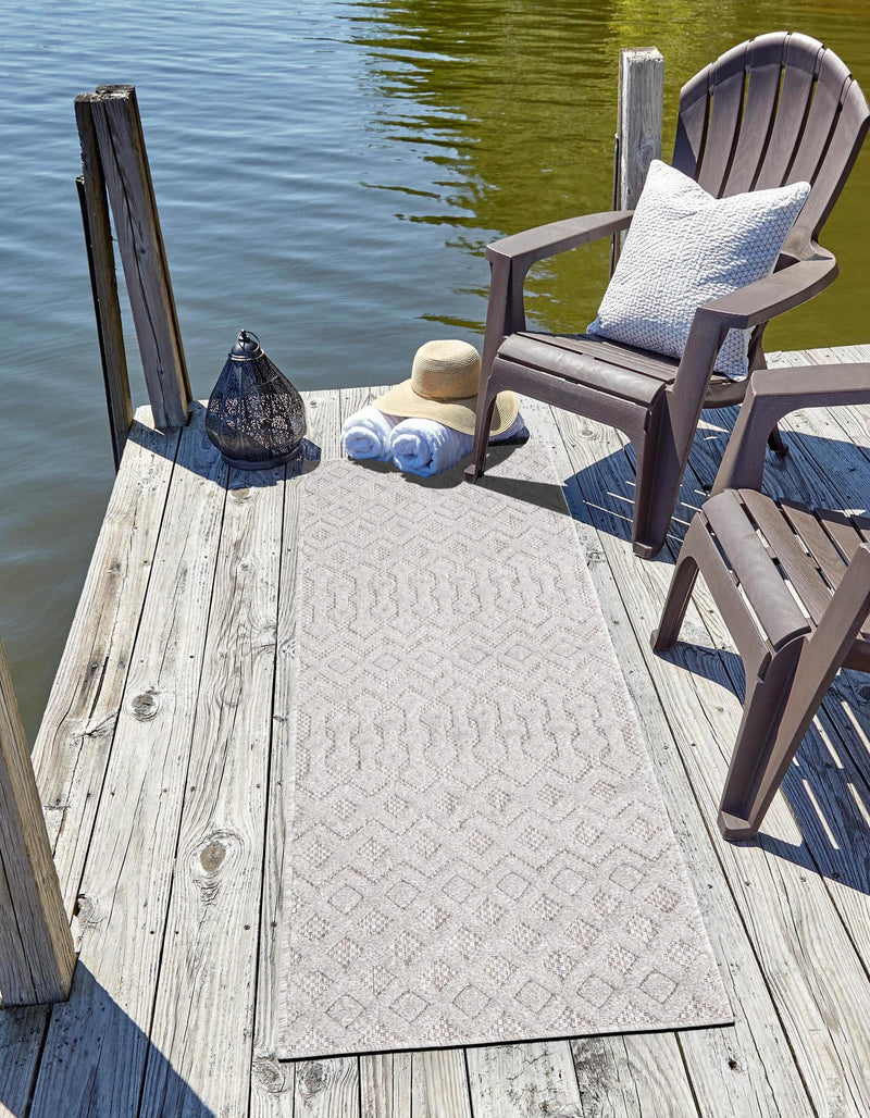 Garden Lattice Charm Collection Area Rug - Pergola (Grey) Runner Grey lifestyle 30