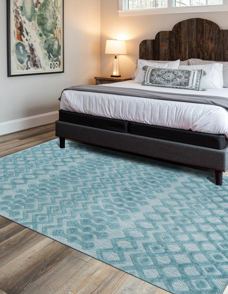 Garden Lattice Charm Collection Area Rug - Pergola (Aqua) Rectangle Aqua lifestyle 7