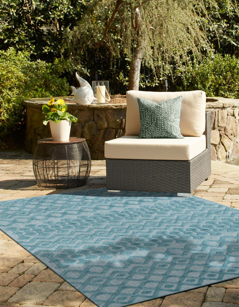 Garden Lattice Charm Collection Area Rug - Pergola (Aqua) Rectangle Aqua lifestyle 8