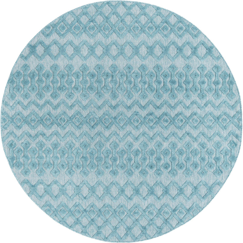 Garden Lattice Charm Collection Area Rug - Pergola (Aqua) Round Aqua lifestyle 23