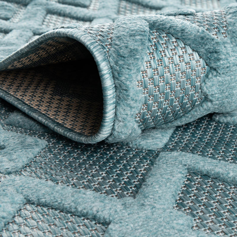 Garden Lattice Charm Collection Area Rug - Pergola (Aqua) Round Aqua lifestyle 43