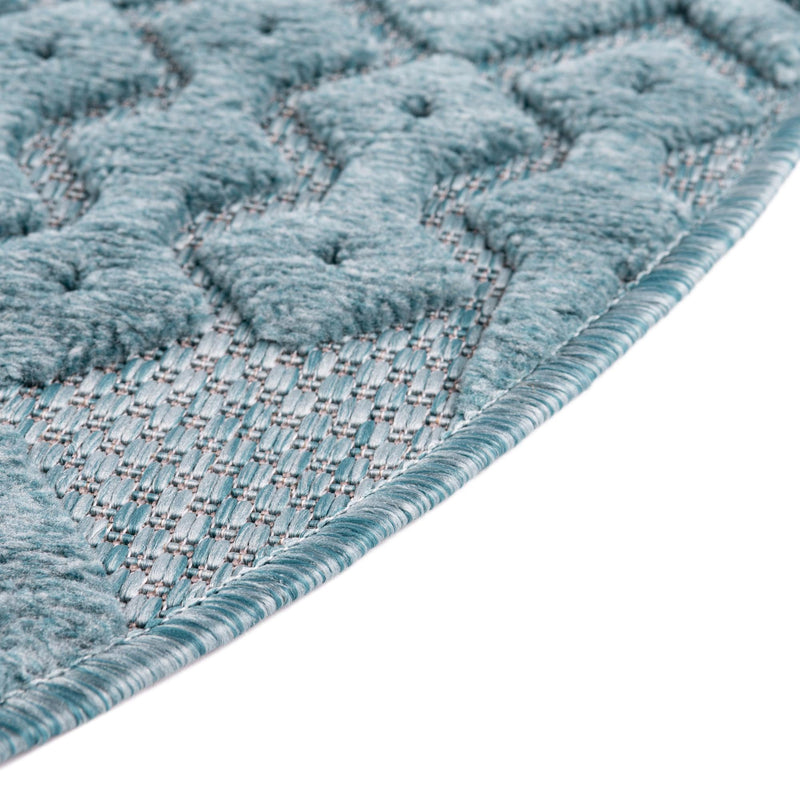 Garden Lattice Charm Collection Area Rug - Pergola (Aqua) Round Aqua lifestyle 46