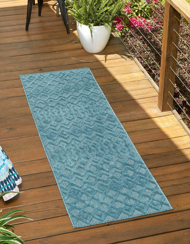 Garden Lattice Charm Collection Area Rug - Pergola (Aqua) Runner Aqua lifestyle 27