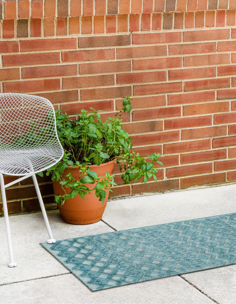 Garden Lattice Charm Collection Area Rug - Pergola (Aqua) Runner Aqua lifestyle 31